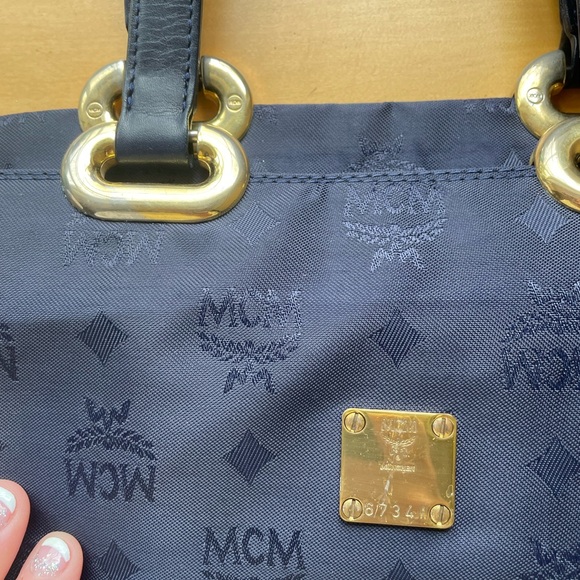 MCM Blue Vinyl Logo Tote - Picture 11 of 12